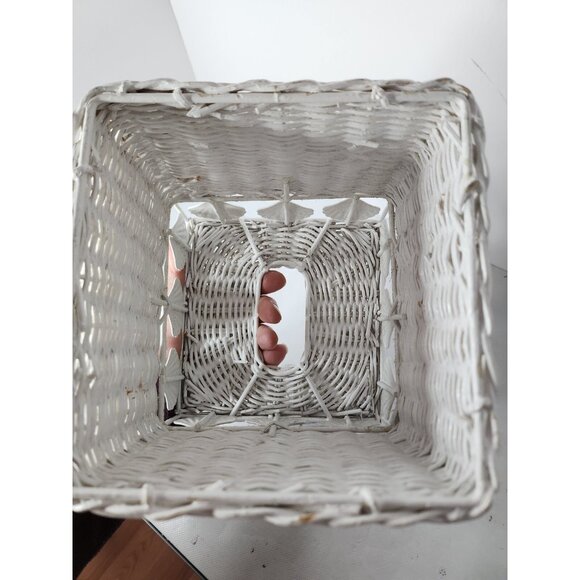 Vintage Wicker Seashell Tissue Box Cover Holder Square Nautical Cottagecore - Picture 7 of 9